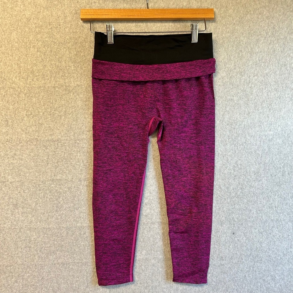 Fabletics Demi Lovato Capris Leggings Magenta Purple Pink Black Sporty Sz XS / S